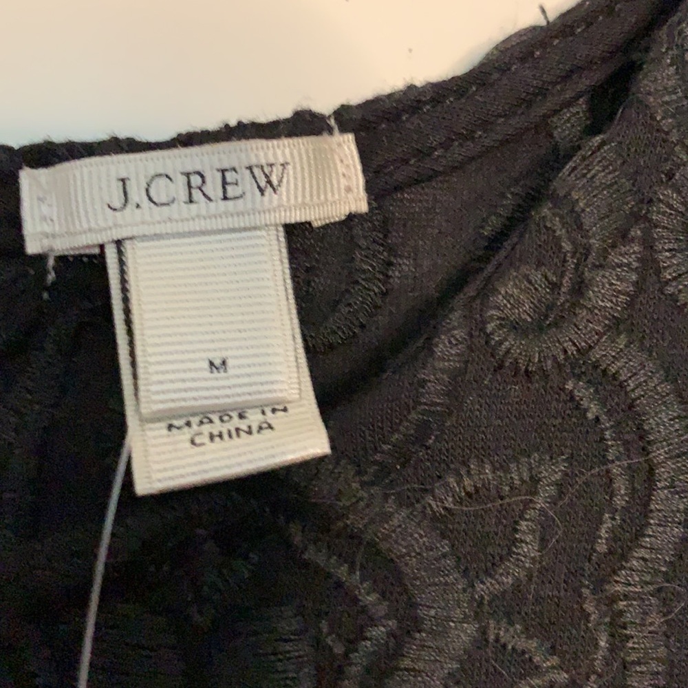 J Crew NWT Embroidered Paisley Top Black M - Picture 4 of 6